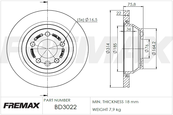 BD-3022 FREMAX Тормозной диск (фото 3)