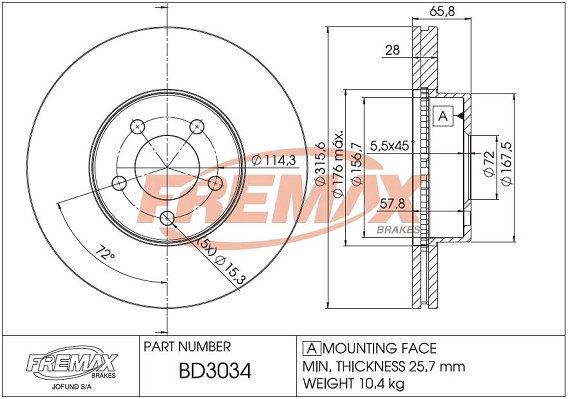 BD-3034 FREMAX Тормозной диск (фото 3)