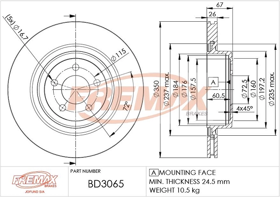 BD-3065 FREMAX Тормозной диск (фото 1)