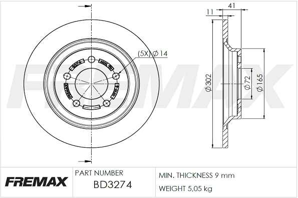 BD-3274 FREMAX Тормозной диск (фото 2)