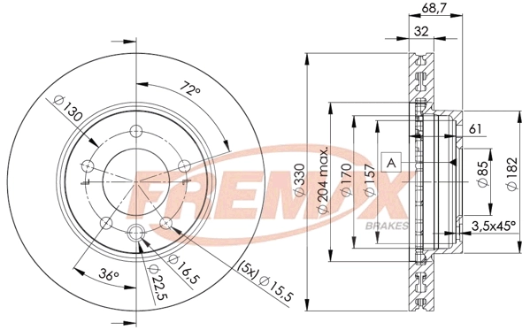 BD-3326 FREMAX Тормозной диск (фото 3)