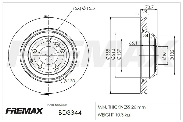 BD-3344 FREMAX Тормозной диск (фото 2)