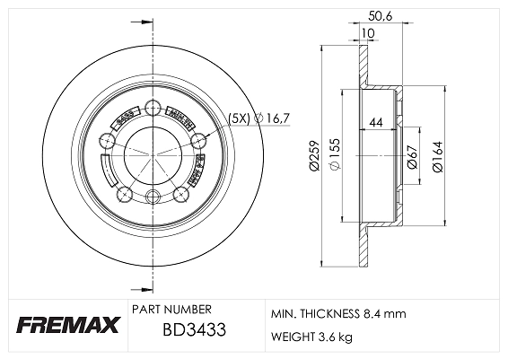 BD-3433 FREMAX Тормозной диск (фото 2)