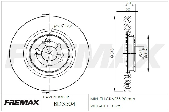 BD-3504 FREMAX Тормозной диск (фото 3)