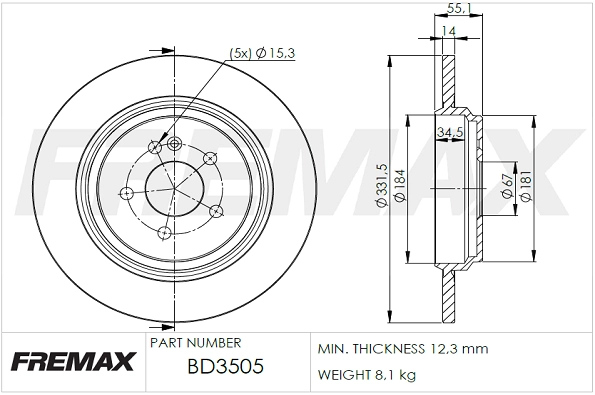 BD-3505 FREMAX Тормозной диск (фото 1)