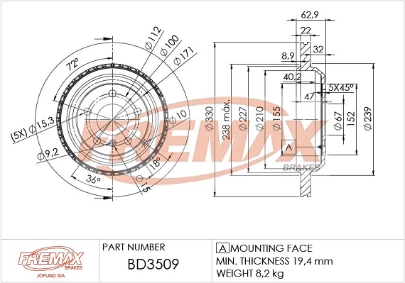 BD-3509 FREMAX Тормозной диск (фото 3)