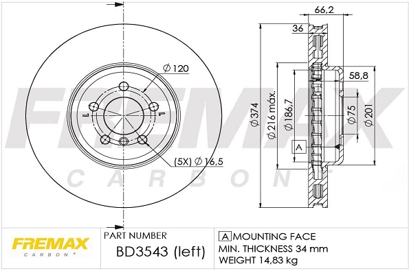 BD-3543 FREMAX Тормозной диск (фото 3)