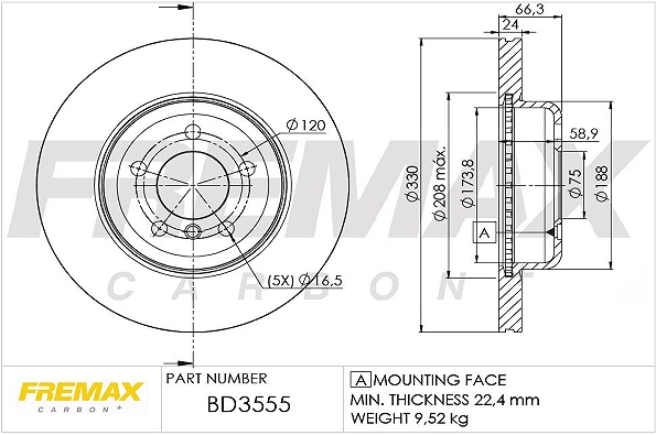 BD-3555 FREMAX Тормозной диск (фото 3)