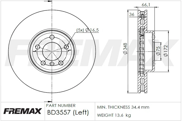 BD-3557 FREMAX Тормозной диск (фото 3)