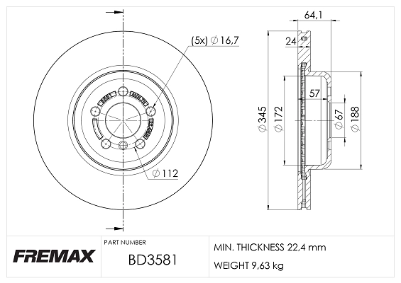 BD-3581 FREMAX Тормозной диск (фото 2)