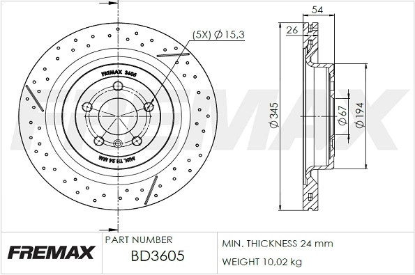 BD-3605 FREMAX Тормозной диск (фото 3)