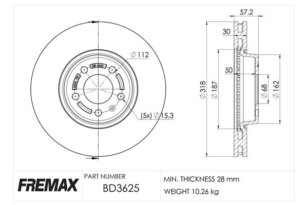 BD-3625 FREMAX Тормозной диск (фото 2)