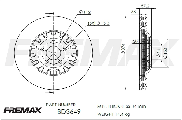 BD-3649 FREMAX Тормозной диск (фото 2)