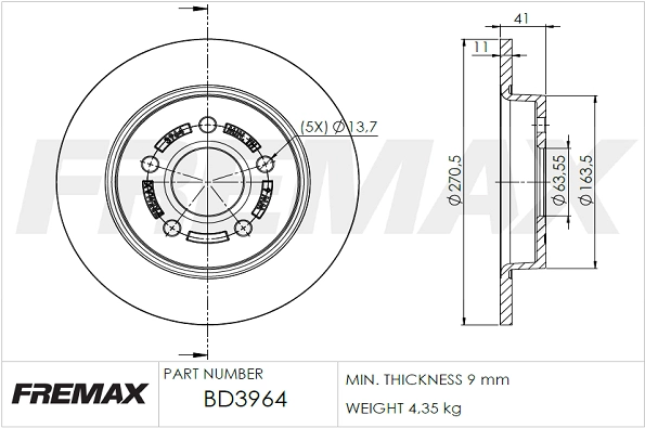 BD-3964 FREMAX Тормозной диск (фото 3)