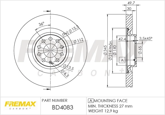 BD-4083 FREMAX Тормозной диск (фото 3)