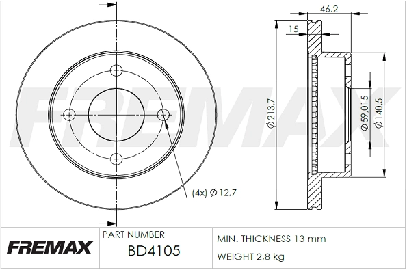 BD-4105 FREMAX Тормозной диск (фото 3)