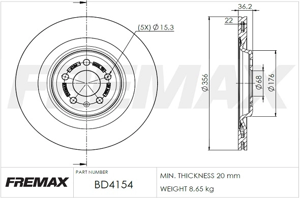 BD-4154 FREMAX Тормозной диск (фото 3)