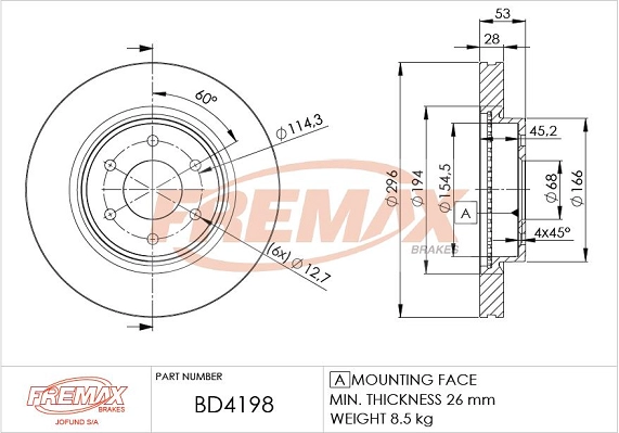 BD-4198 FREMAX Тормозной диск (фото 1)