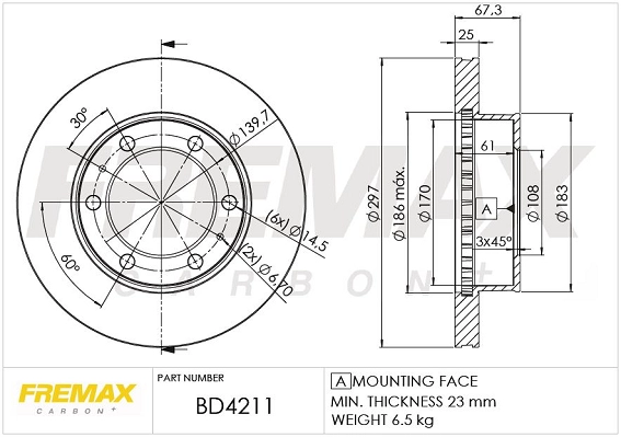 BD-4211 FREMAX Тормозной диск (фото 1)