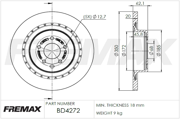 BD-4272 FREMAX Тормозной диск (фото 3)