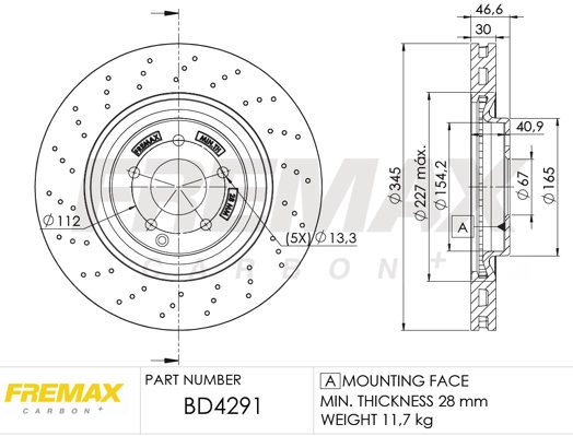 BD-4291 FREMAX Тормозной диск (фото 3)