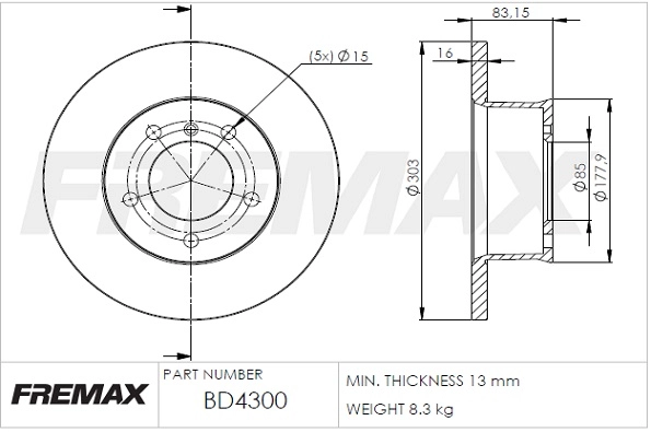 BD-4300 FREMAX Тормозной диск (фото 3)