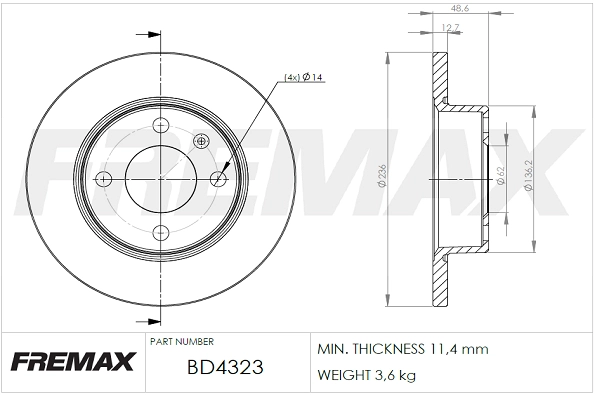 BD-4323 FREMAX Тормозной диск (фото 1)