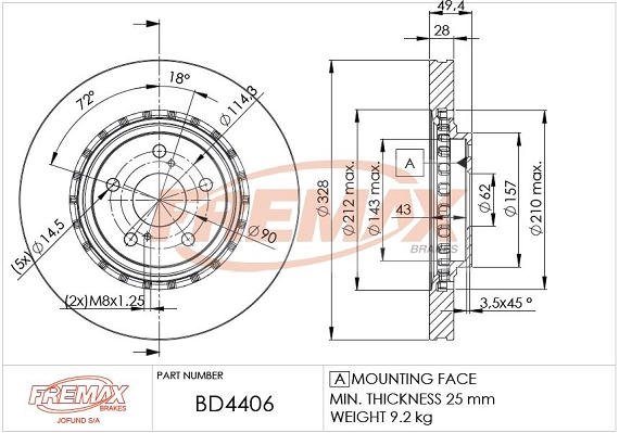 BD-4406 FREMAX Тормозной диск (фото 3)