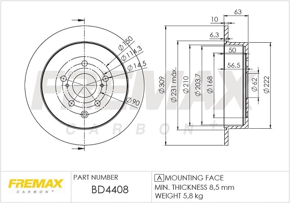 BD-4408 FREMAX Тормозной диск (фото 3)