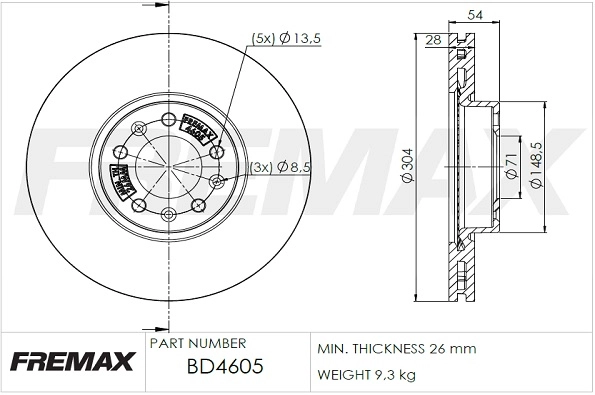 BD-4605 FREMAX Тормозной диск (фото 3)