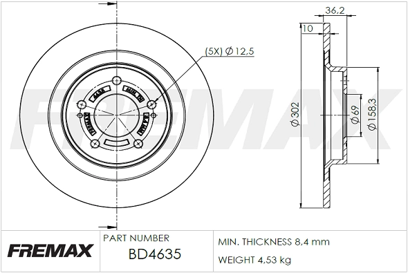 BD-4635 FREMAX Тормозной диск (фото 2)