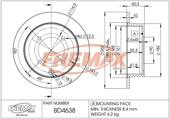 BD-4638 FREMAX Тормозной диск (фото 3)