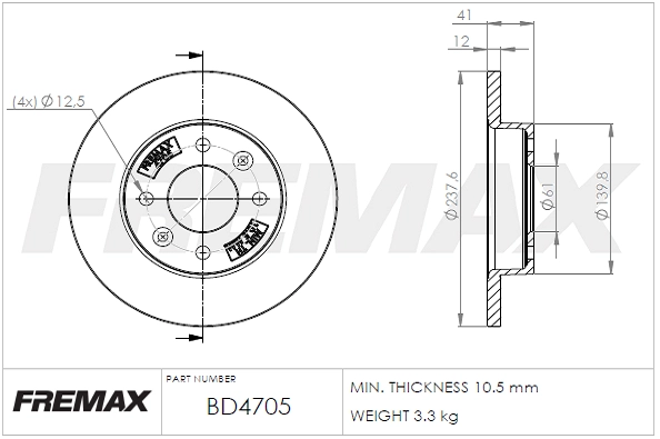 BD-4705 FREMAX Тормозной диск (фото 3)