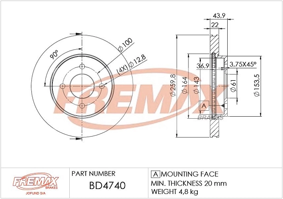 BD-4740 FREMAX Тормозной диск (фото 3)