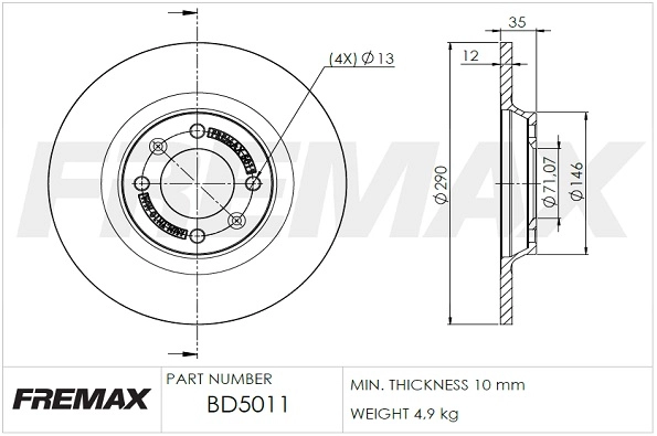 BD-5011 FREMAX Тормозной диск (фото 3)