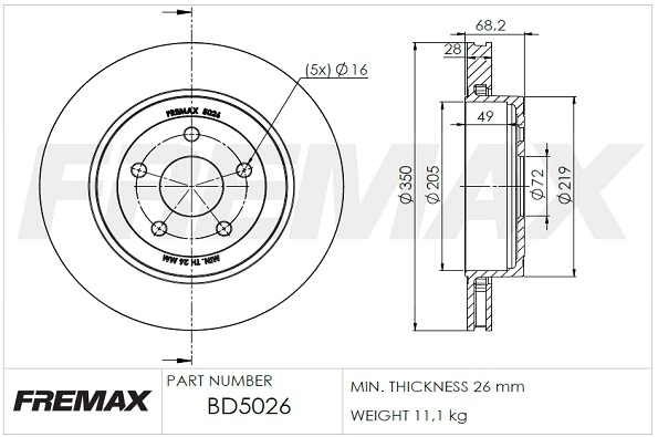 BD-5026 FREMAX Тормозной диск (фото 2)