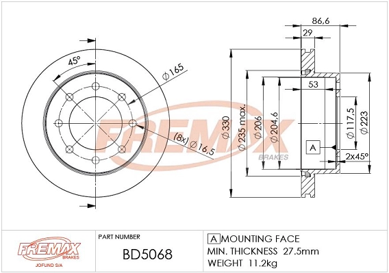 BD-5068 FREMAX Тормозной диск (фото 3)