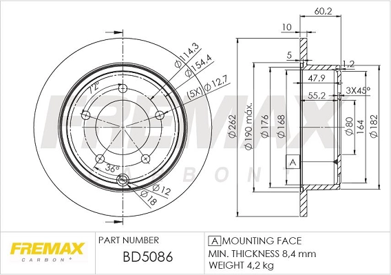 BD-5086 FREMAX Тормозной диск (фото 1)