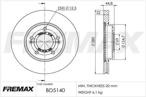 BD-5140 FREMAX Тормозной диск (фото 3)