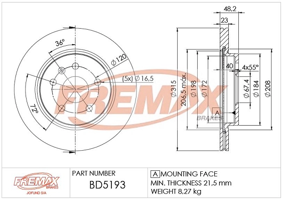 BD-5193 FREMAX Тормозной диск (фото 1)