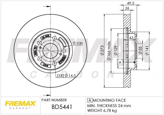 BD-5441 FREMAX Тормозной диск (фото 2)