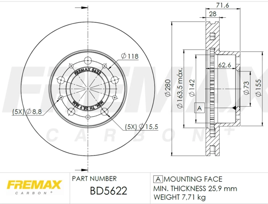 BD-5622 FREMAX Тормозной диск (фото 3)