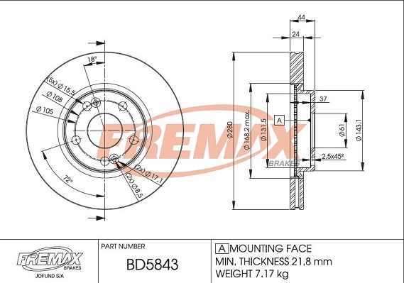 BD-5843 FREMAX Тормозной диск (фото 3)