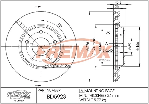 BD-5923 FREMAX Тормозной диск (фото 3)