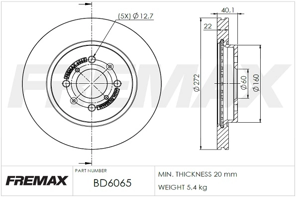 BD-6065 FREMAX Тормозной диск (фото 3)
