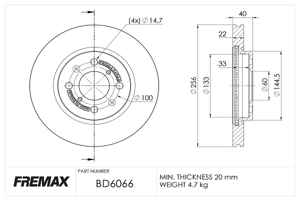 BD-6066 FREMAX Тормозной диск (фото 2)