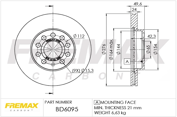 BD-6095 FREMAX Тормозной диск (фото 1)