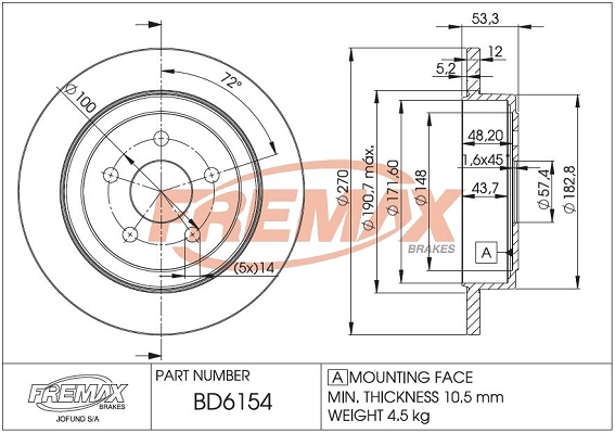 BD-6154 FREMAX Тормозной диск (фото 3)