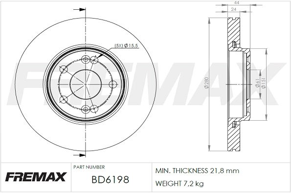 BD-6198 FREMAX Тормозной диск (фото 3)