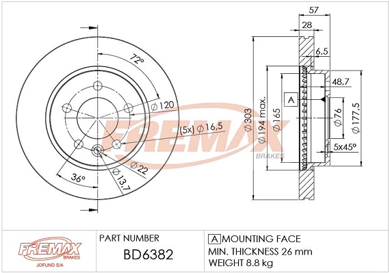 BD-6382 FREMAX Тормозной диск (фото 3)